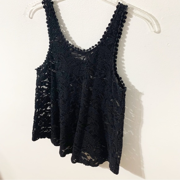 Double Zero Lace Scoop Neck Sleeveless Semi Sheer Babydoll Top Boho Festival 🖤 - Picture 3 of 6